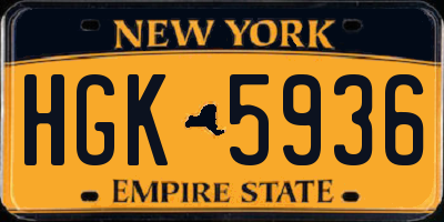 NY license plate HGK5936