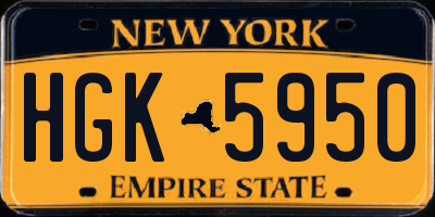 NY license plate HGK5950