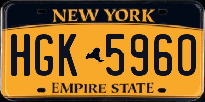 NY license plate HGK5960