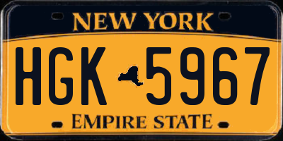 NY license plate HGK5967