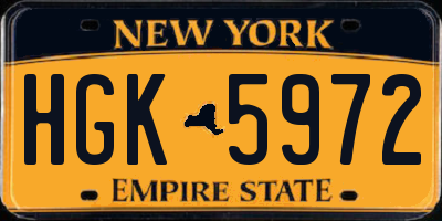 NY license plate HGK5972