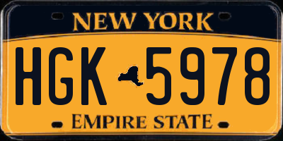 NY license plate HGK5978
