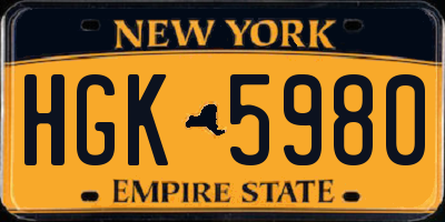 NY license plate HGK5980