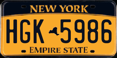NY license plate HGK5986