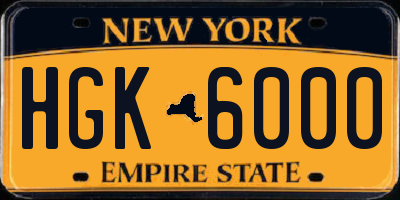 NY license plate HGK6000