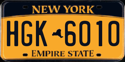 NY license plate HGK6010