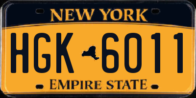 NY license plate HGK6011