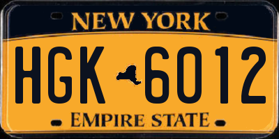 NY license plate HGK6012