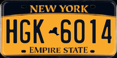 NY license plate HGK6014