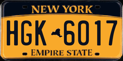 NY license plate HGK6017