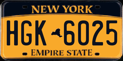 NY license plate HGK6025