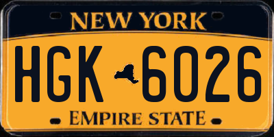 NY license plate HGK6026