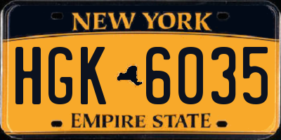 NY license plate HGK6035