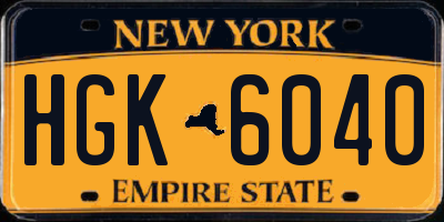 NY license plate HGK6040