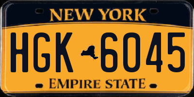 NY license plate HGK6045