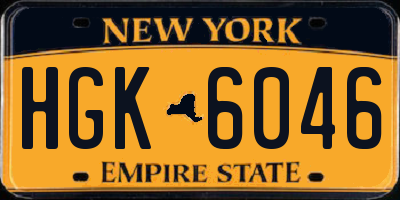 NY license plate HGK6046