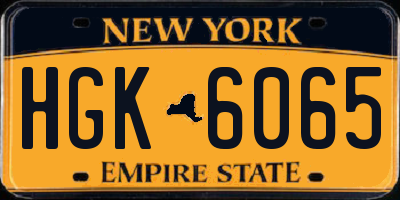 NY license plate HGK6065