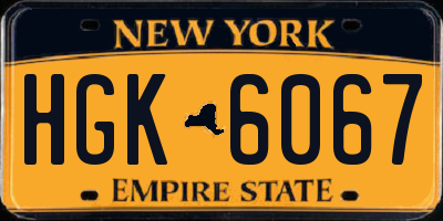 NY license plate HGK6067