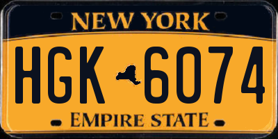 NY license plate HGK6074