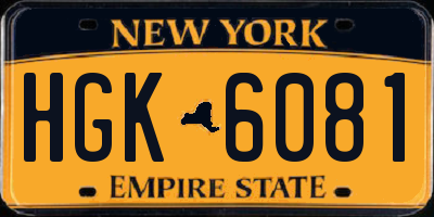 NY license plate HGK6081