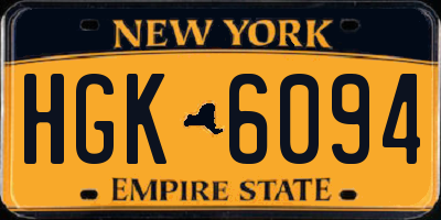 NY license plate HGK6094