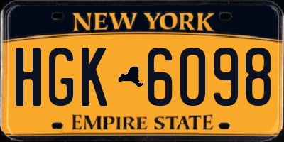 NY license plate HGK6098