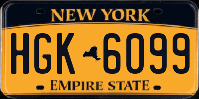 NY license plate HGK6099