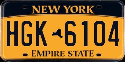 NY license plate HGK6104