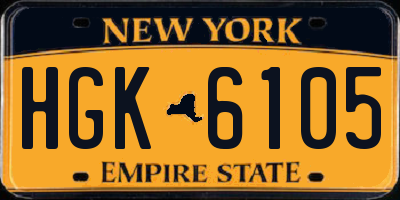 NY license plate HGK6105