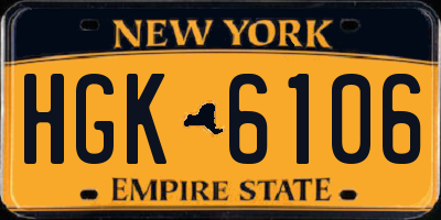 NY license plate HGK6106