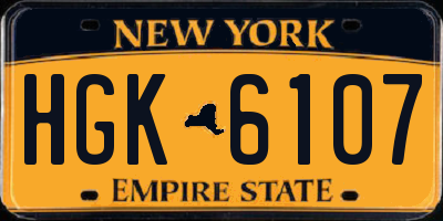 NY license plate HGK6107