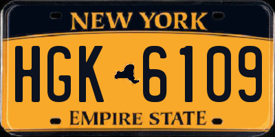 NY license plate HGK6109