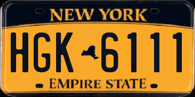 NY license plate HGK6111