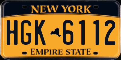NY license plate HGK6112