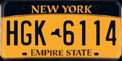 NY license plate HGK6114
