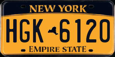 NY license plate HGK6120