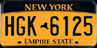 NY license plate HGK6125