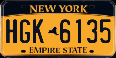 NY license plate HGK6135