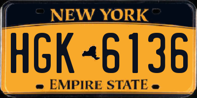 NY license plate HGK6136