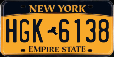 NY license plate HGK6138