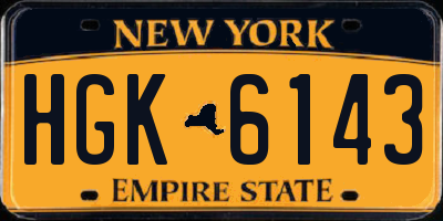 NY license plate HGK6143