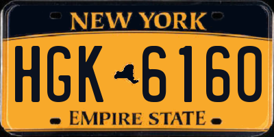 NY license plate HGK6160