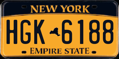 NY license plate HGK6188