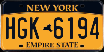 NY license plate HGK6194