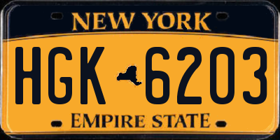 NY license plate HGK6203