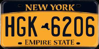 NY license plate HGK6206