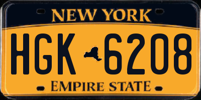 NY license plate HGK6208