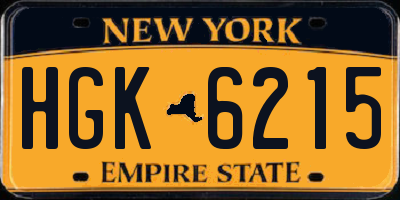 NY license plate HGK6215