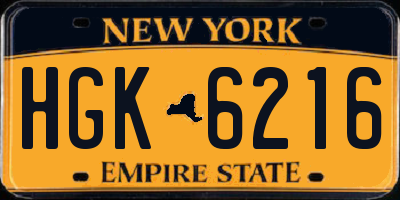 NY license plate HGK6216