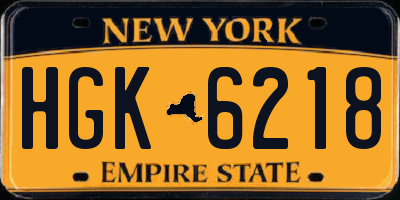 NY license plate HGK6218